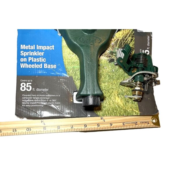 Orbit Impact Sprinkler Premium Plastic Metal Wheeled Base Coverage Up To 85 Ft - Picture 12 of 13